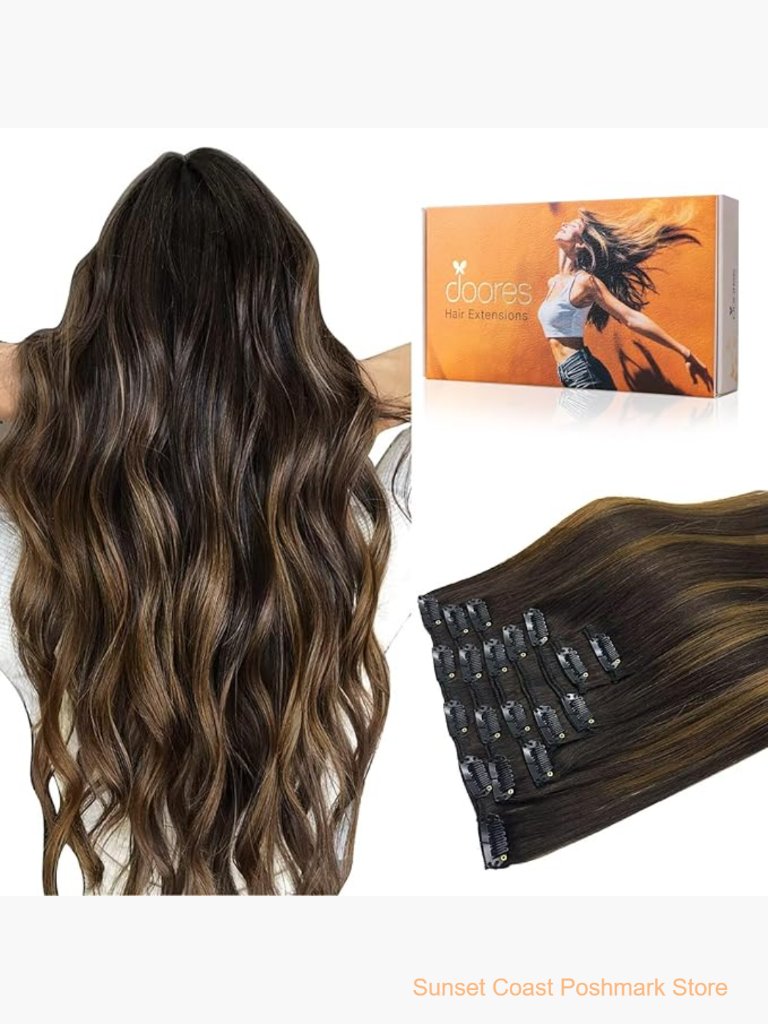 Clip In Human Hair Extensions Straight Remy Silky Weft